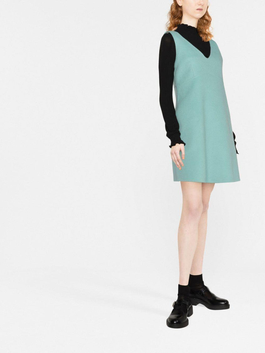 Light Blue Stud-detail Wool Mini Dress 4