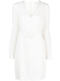 White Belted V-neck Minidress 1