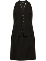 Black V-neck Wool Dress 1