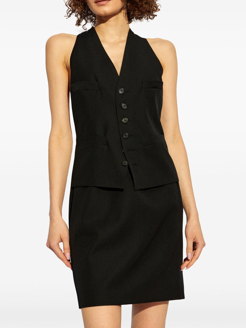 Black V-neck Wool Dress 3
