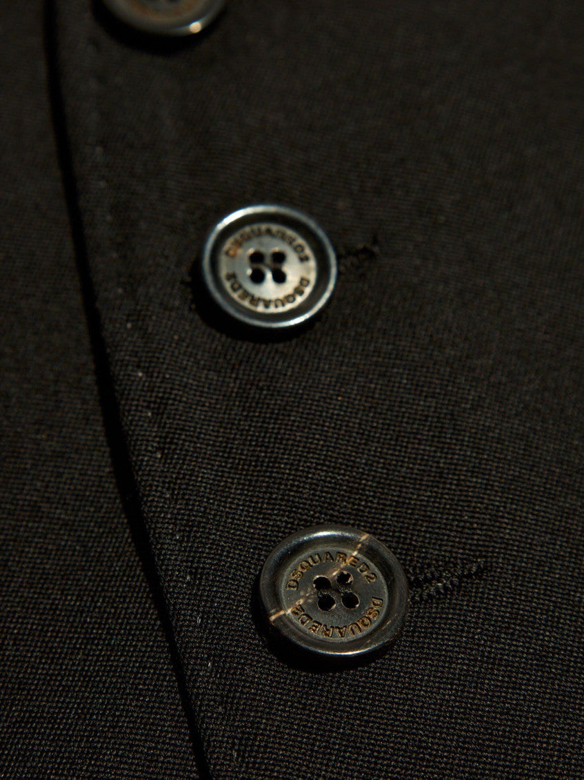 Black V-neck Wool Dress 5