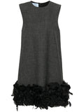 Grey Feather-detail Mini Dress 1