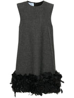 Grey Feather-detail Mini Dress 1