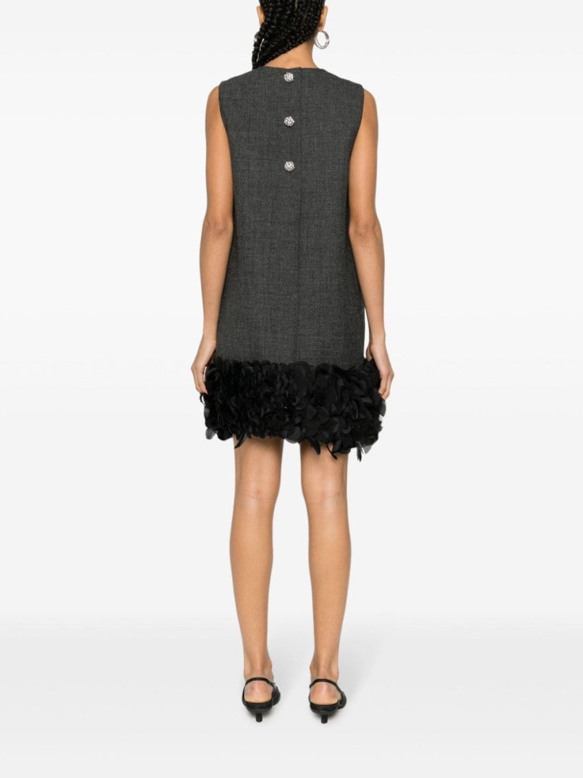 Grey Feather-detail Mini Dress 3