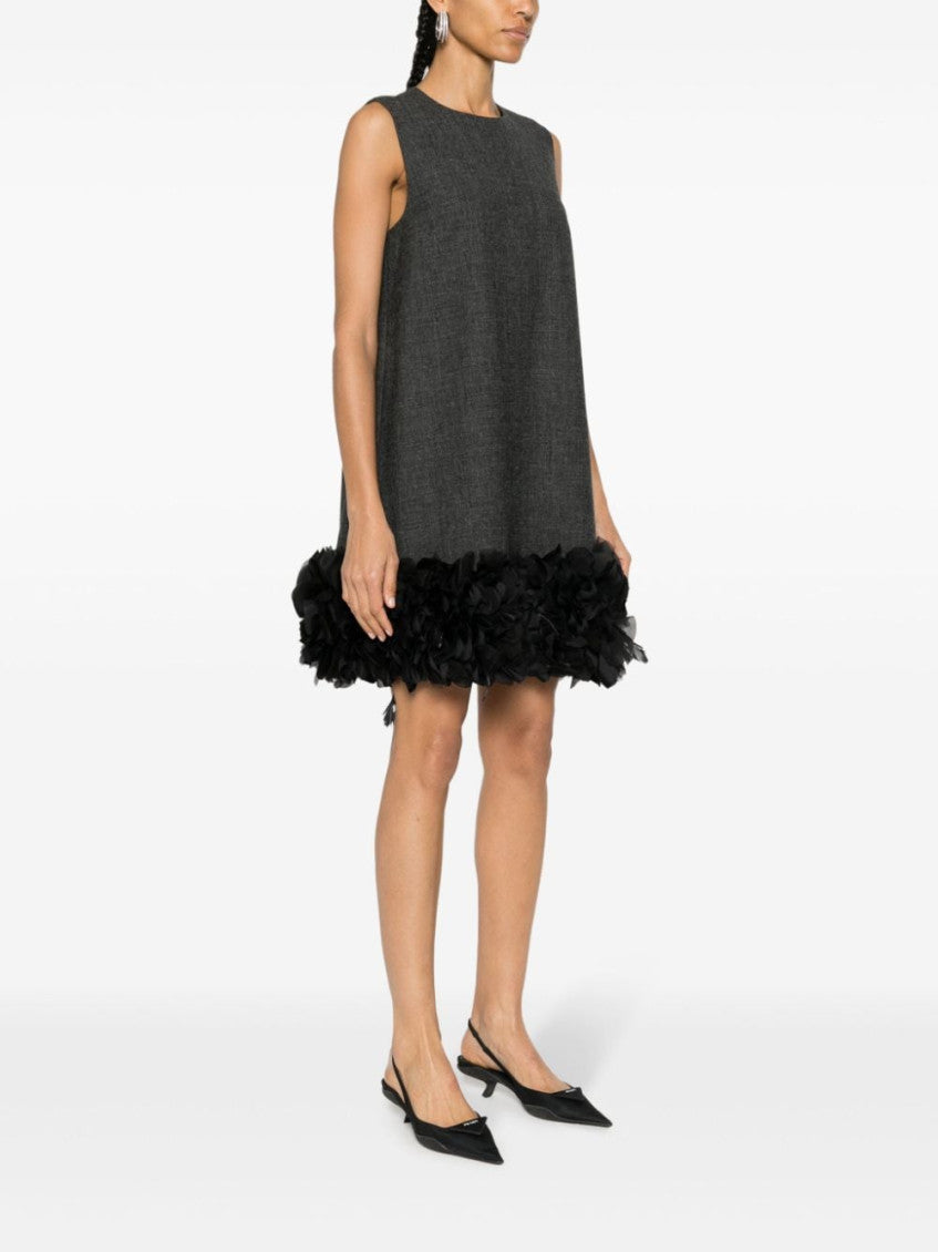 Grey Feather-detail Mini Dress 4