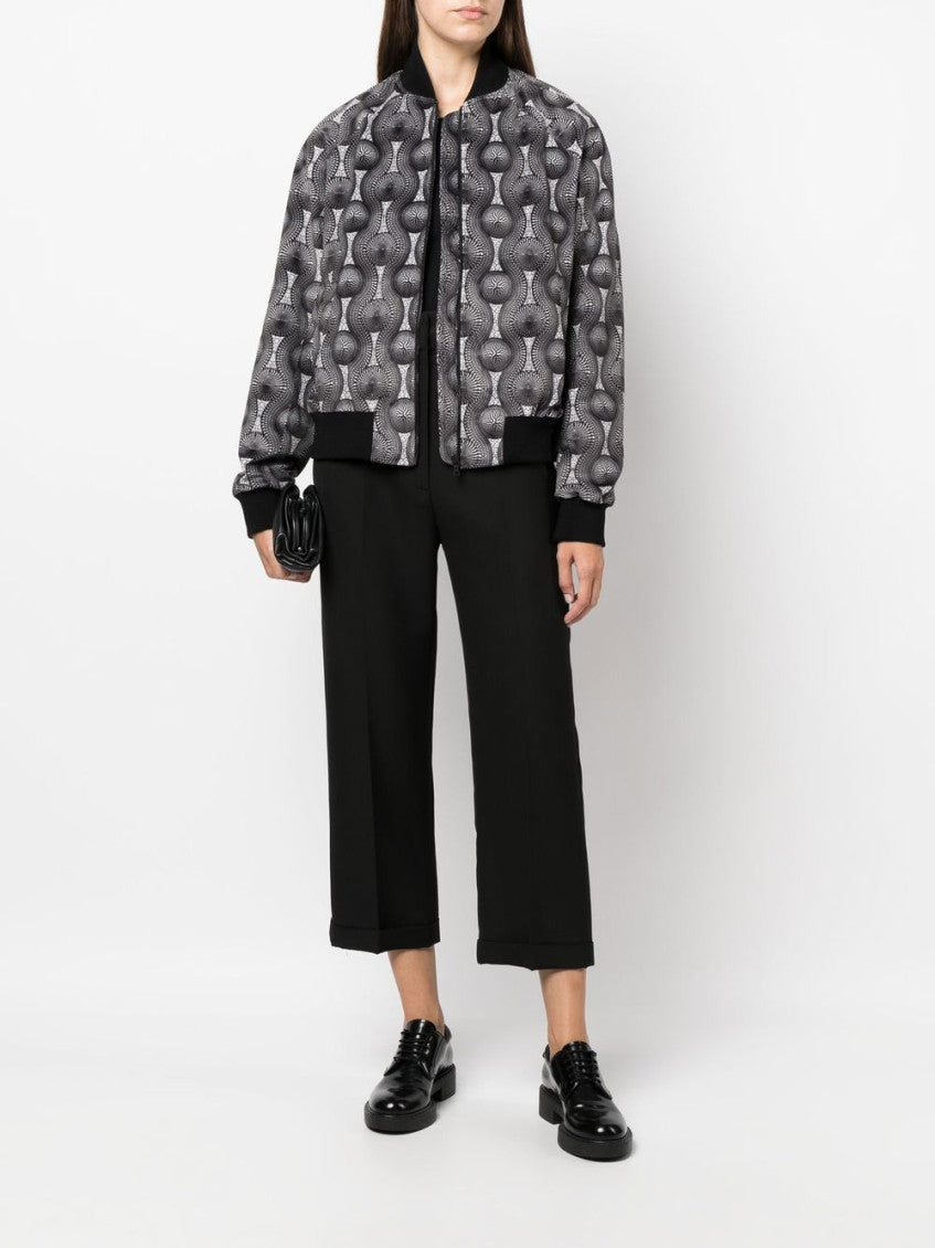 Grey Printed Velvet Bomber Jacket 6