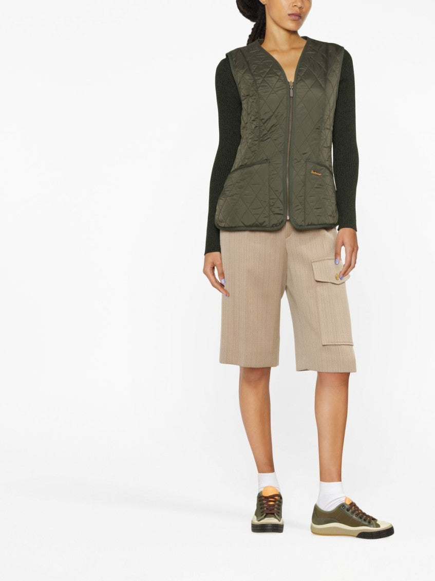 Olive V-neck Quilted Vest 3