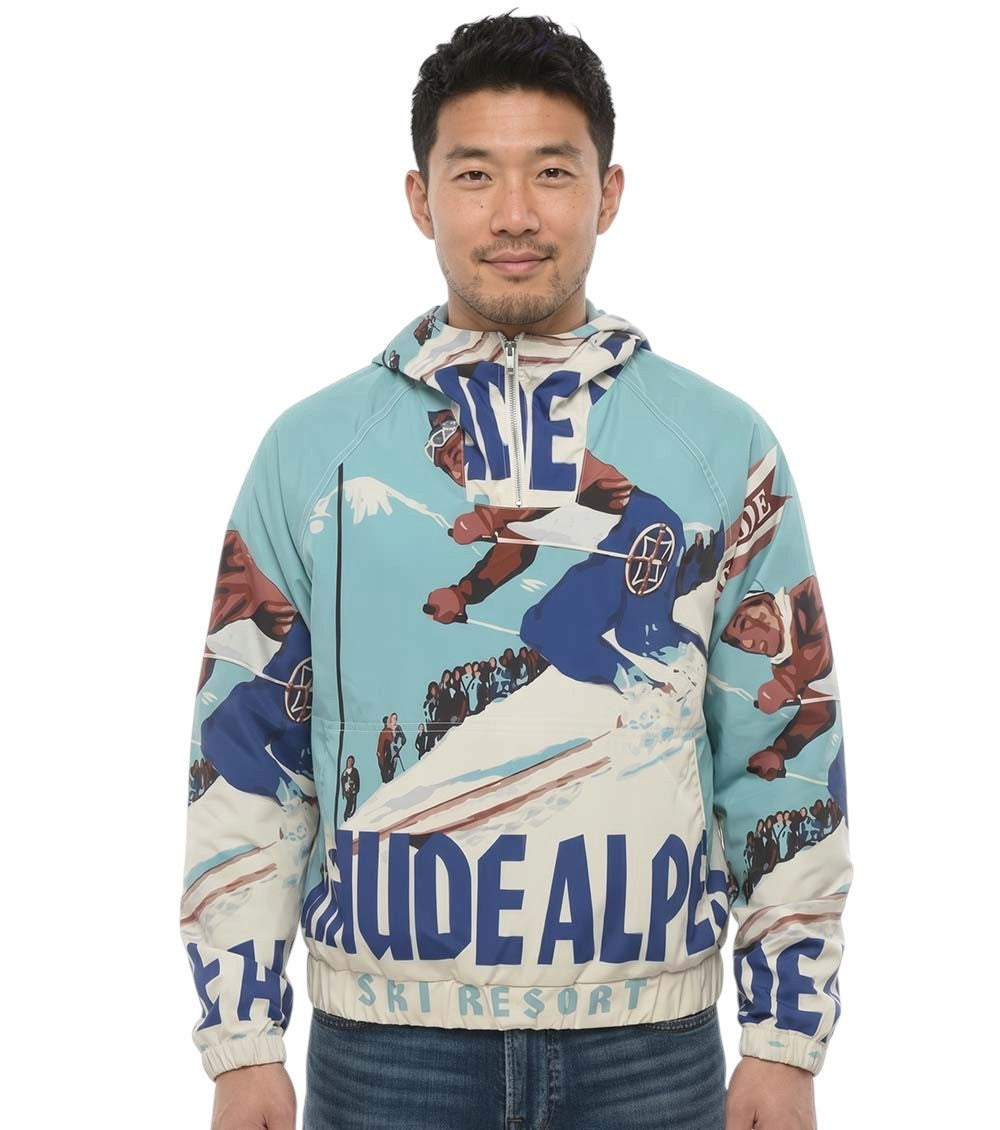 Blue Resort Print Hood Jacket 1