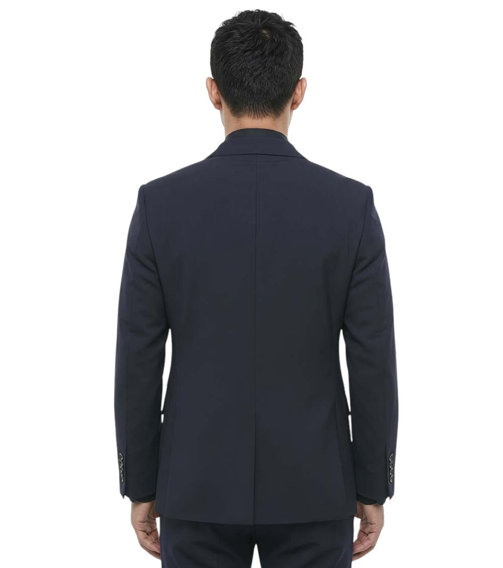 Navy Blue Notched Lapel Blazer 2