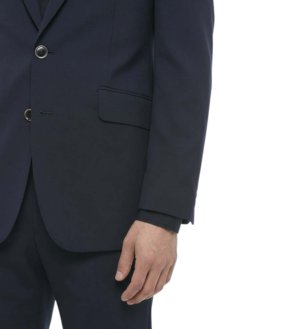 Navy Blue Notched Lapel Blazer 3