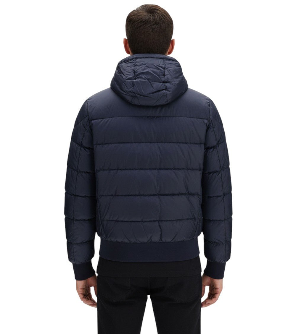 Navy Blue Quilted Hood Jacket 4