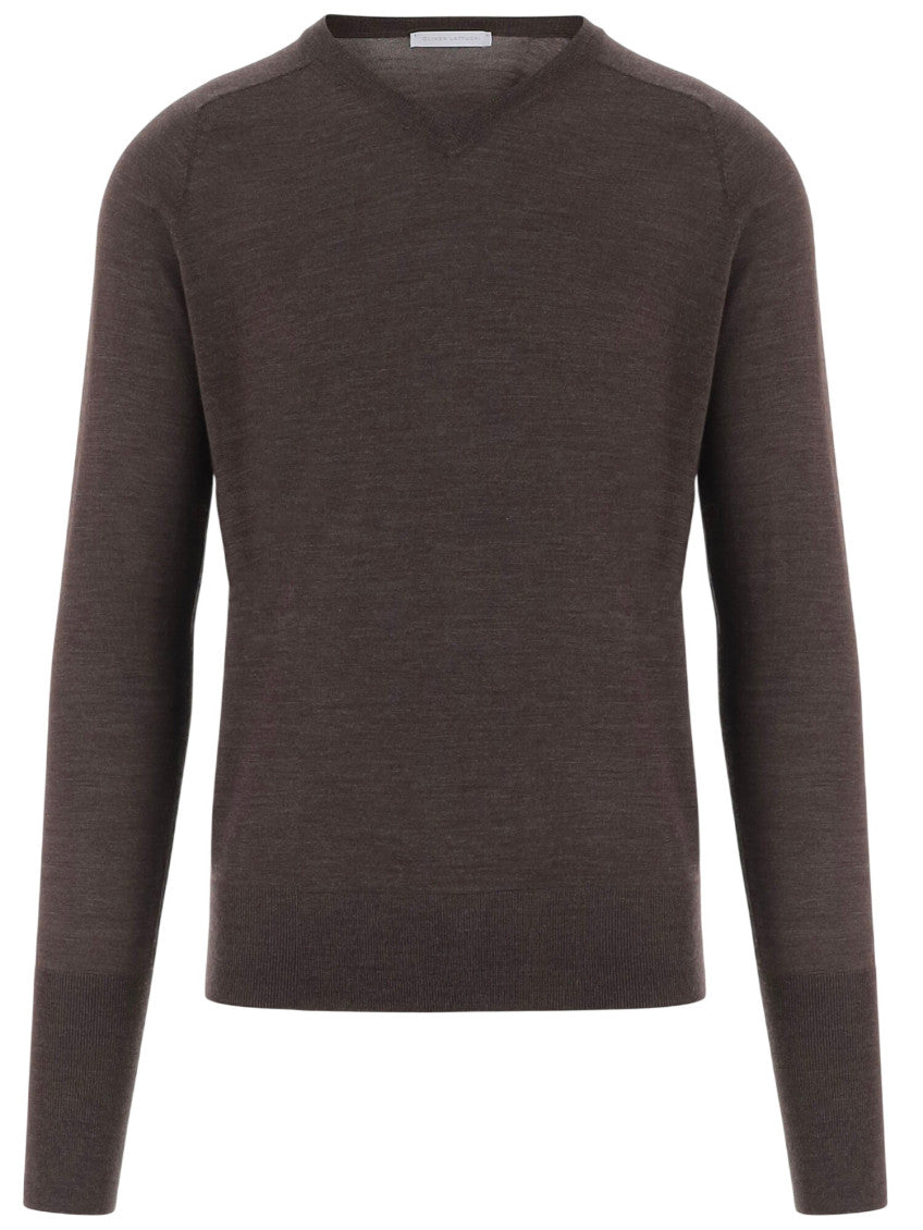 Brown V Neck Sweater 1
