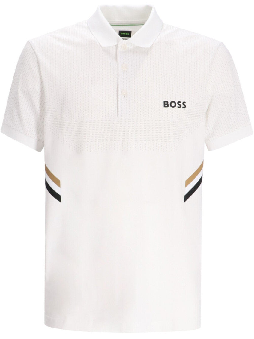 White Logo Print Polo 1