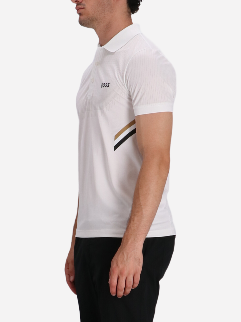 White Logo Print Polo 4