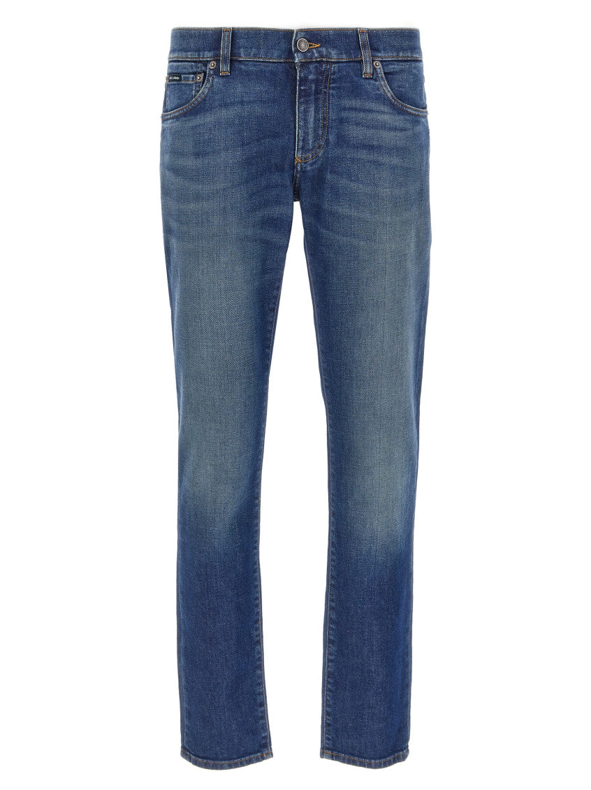 Blue Logo embroidery jeans 1
