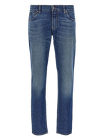 Blue Logo embroidery jeans 1