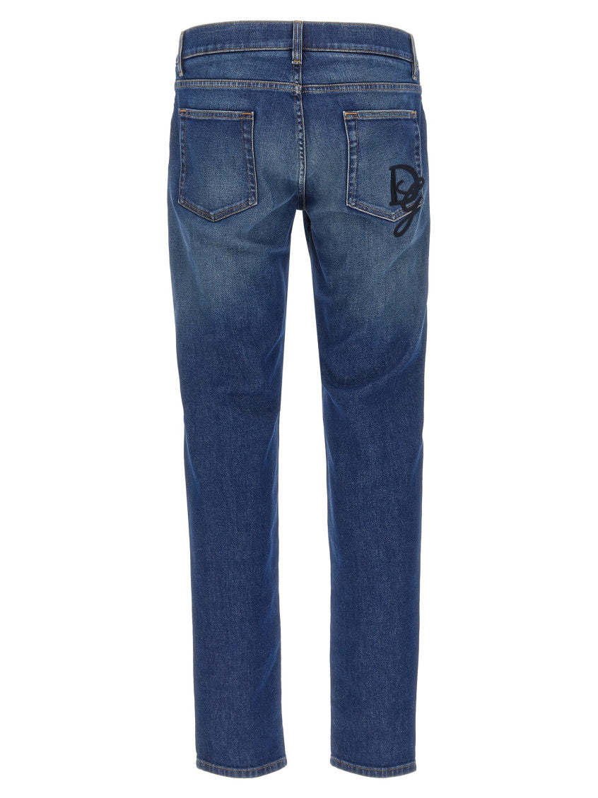 Blue Logo embroidery jeans 2