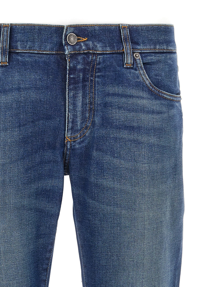 Blue Logo embroidery jeans 3