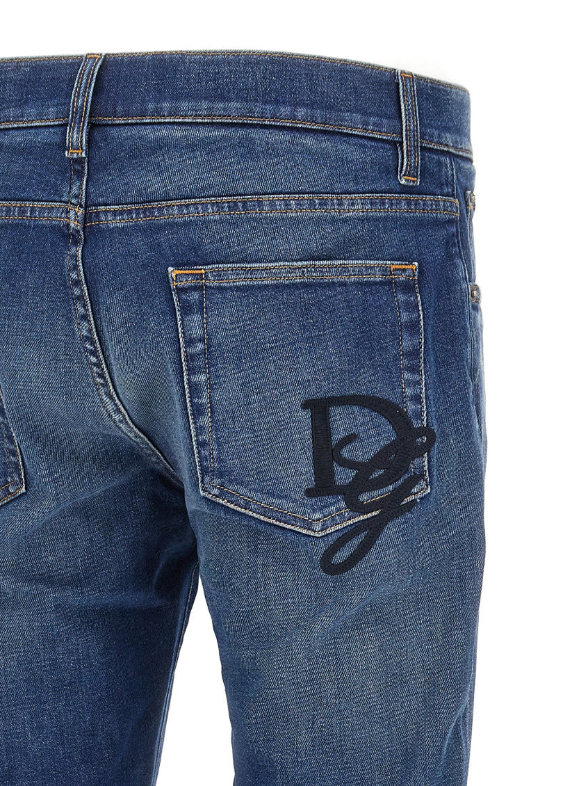 Blue Logo embroidery jeans 4