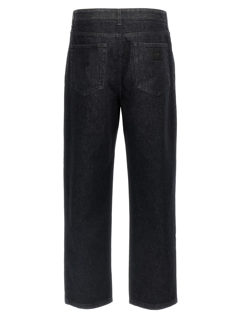 Black Logo Straight Jeans 2