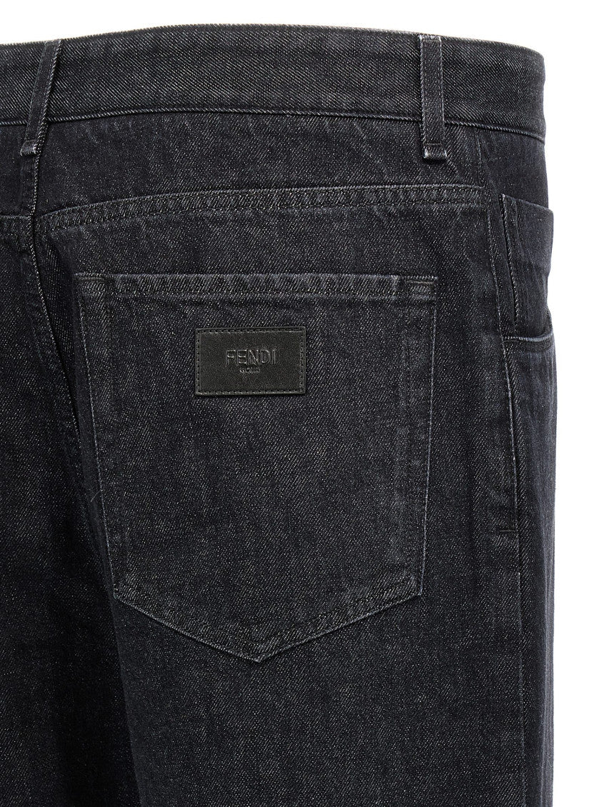 Black Logo Straight Jeans 4