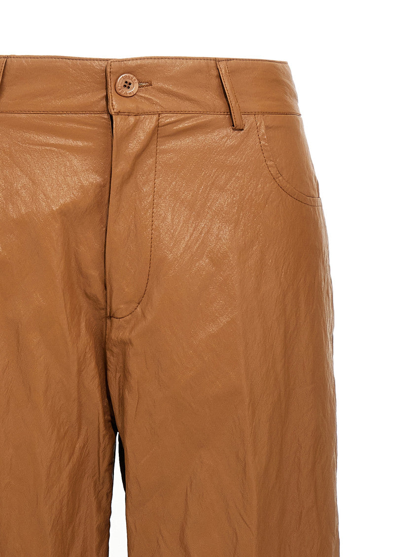 Brown Leather-effect pants 3
