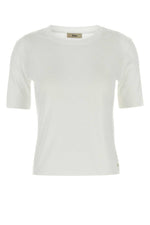 White Fine-knit Short-sleeved T-shirt 1