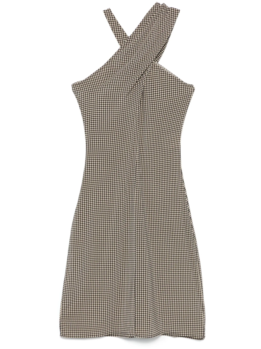 Black Beige Criss-cross Jersey Mini Dress 1