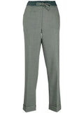 Green Fine-check Tapered Cropped Trousers 1