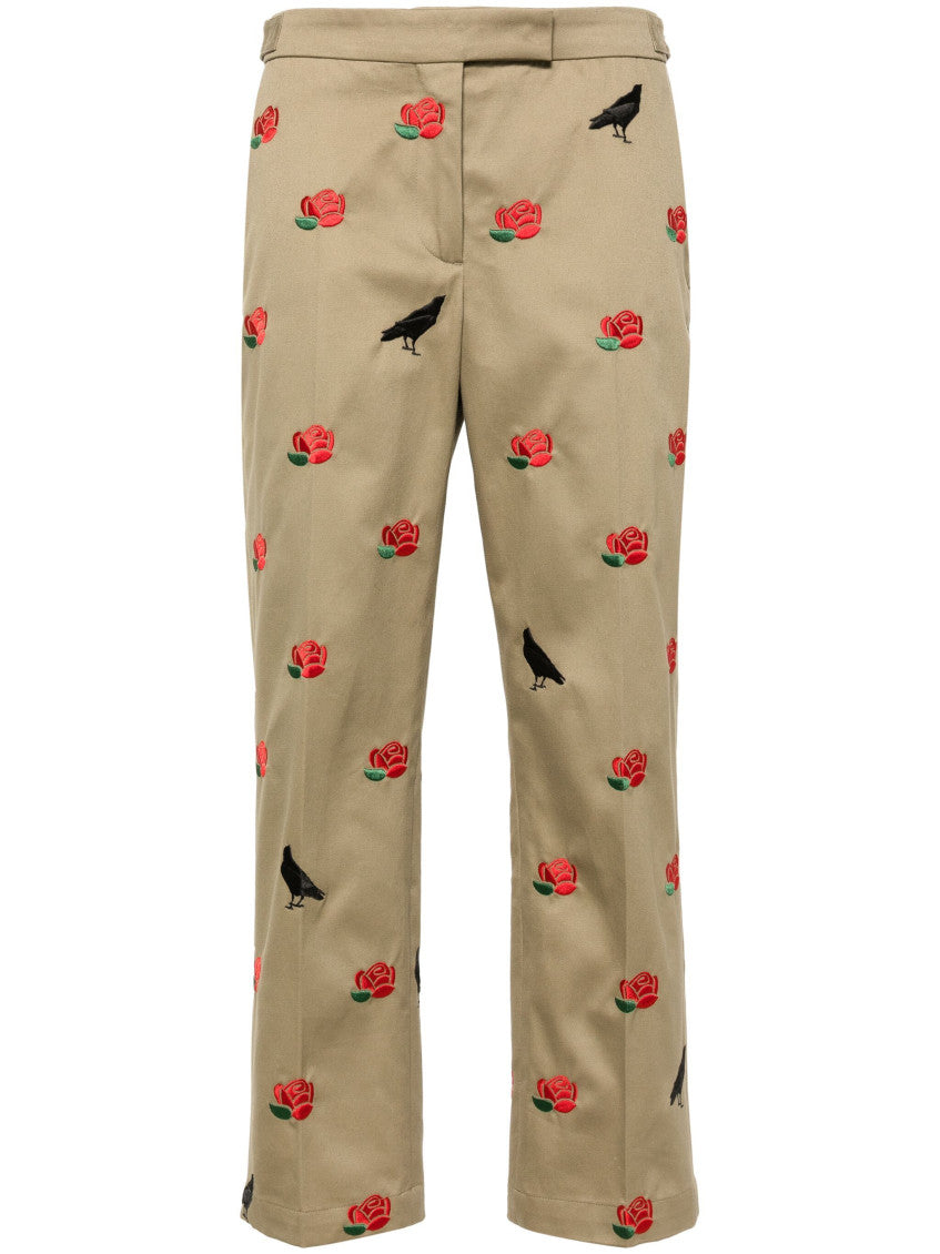 Brown Mid-rise Tailored Twill Trousers 1