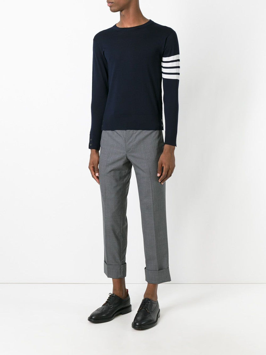 Navy Blue 4-Bar Merino Pullover 2