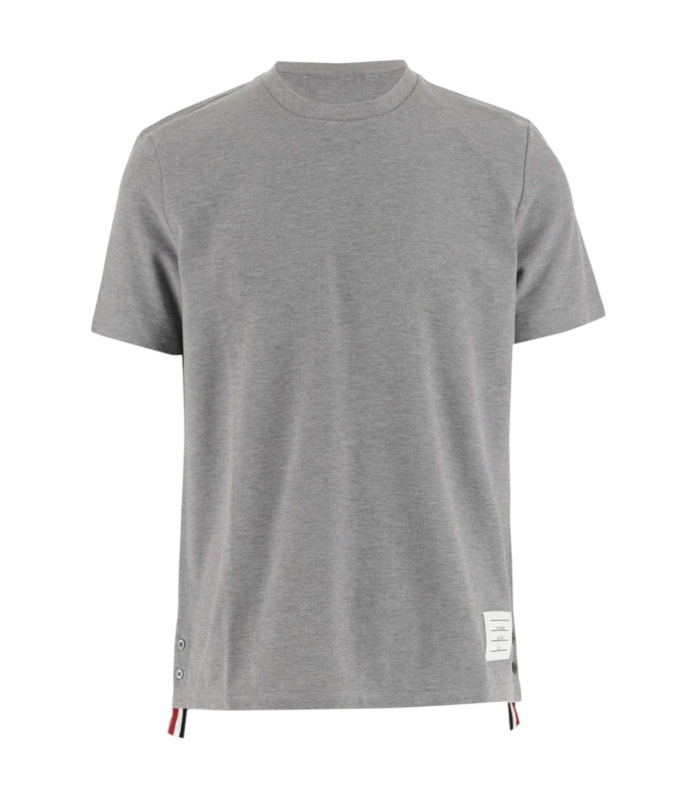 Light Grey Stripe-detail Cotton T-shirt 1