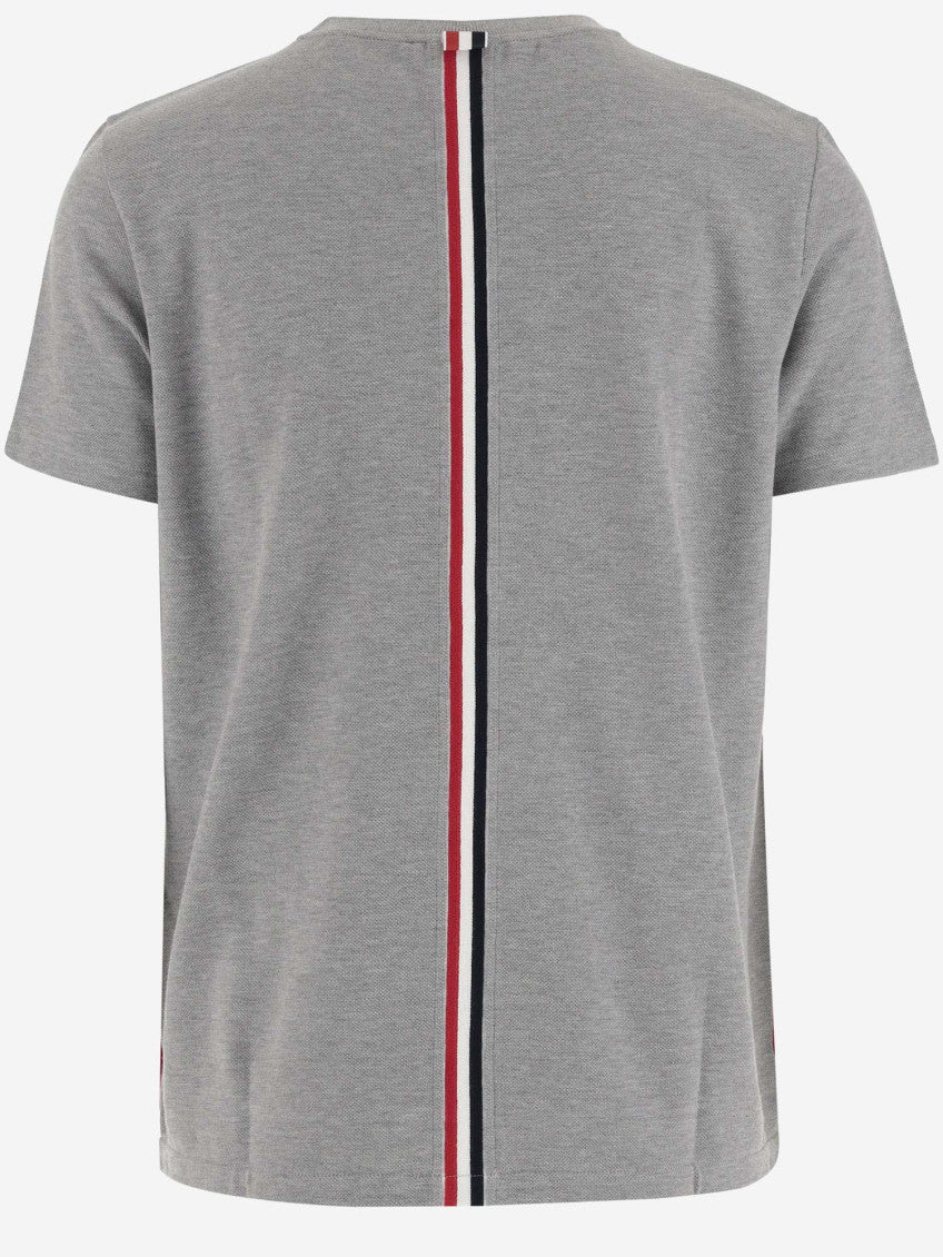 Light Grey Stripe-detail Cotton T-shirt 2