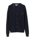 Navy Blue Fox Head Patch Ribbed Cardigan 1