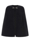 Dark Grey Wool Blend Cape 1