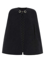 Dark Grey Wool Blend Cape 1
