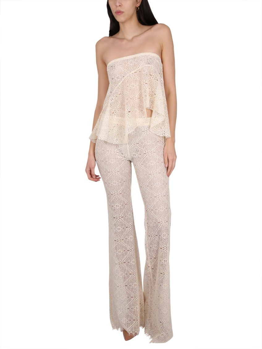 Light Brown Lace Strapless Top 4