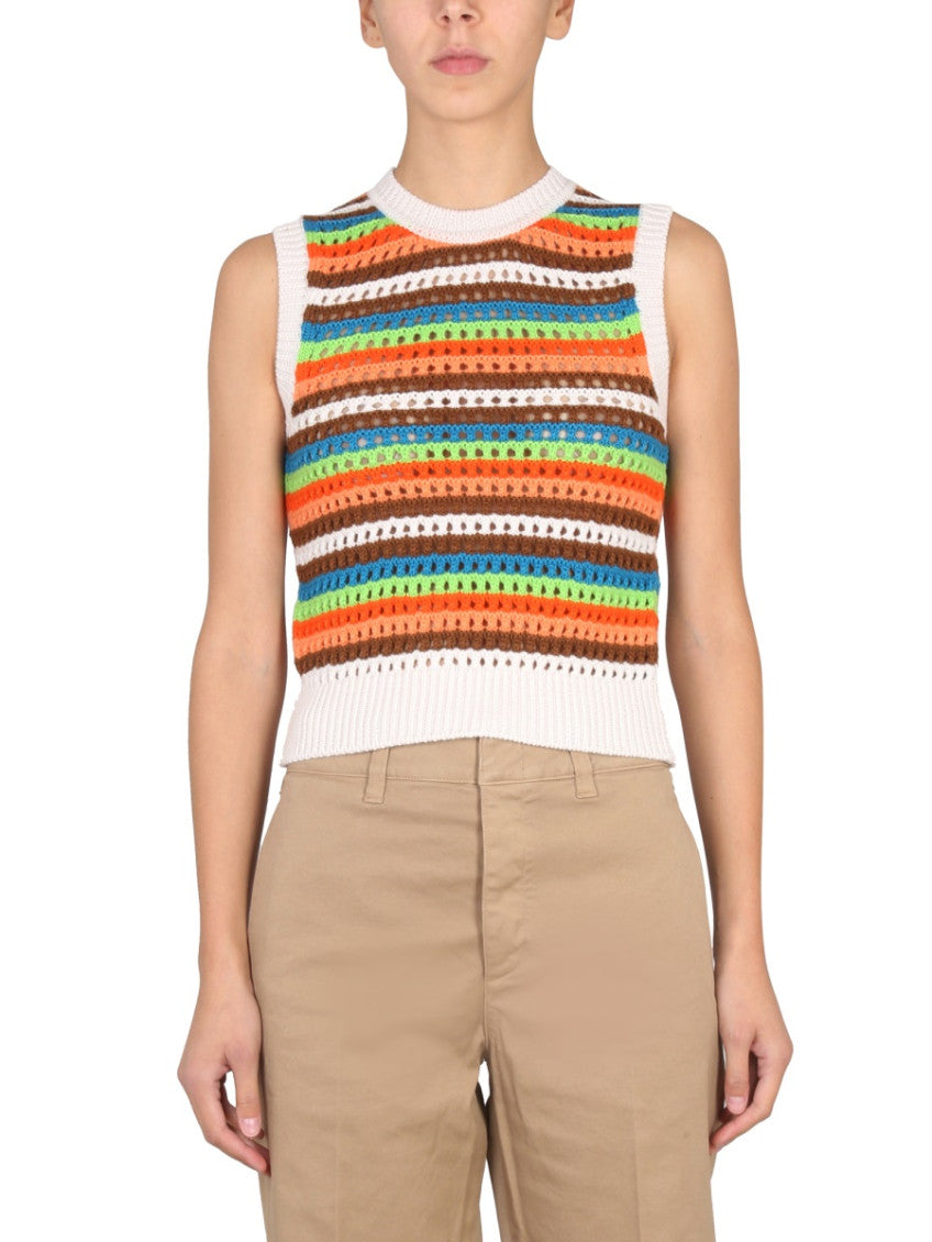 Multicolor Stripes Crew Neck Top 1
