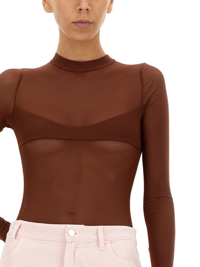 Brown Solid Mock Collar Top 3