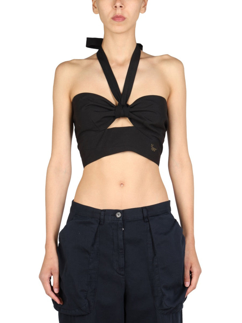 Black Solid Halter Neck Top 1