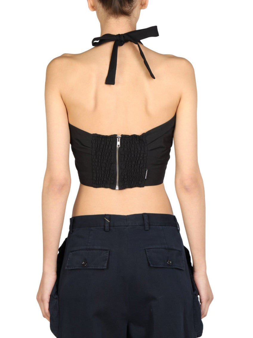 Black Solid Halter Neck Top 2