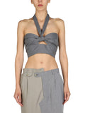Grey Solid Halter Neck Top 1