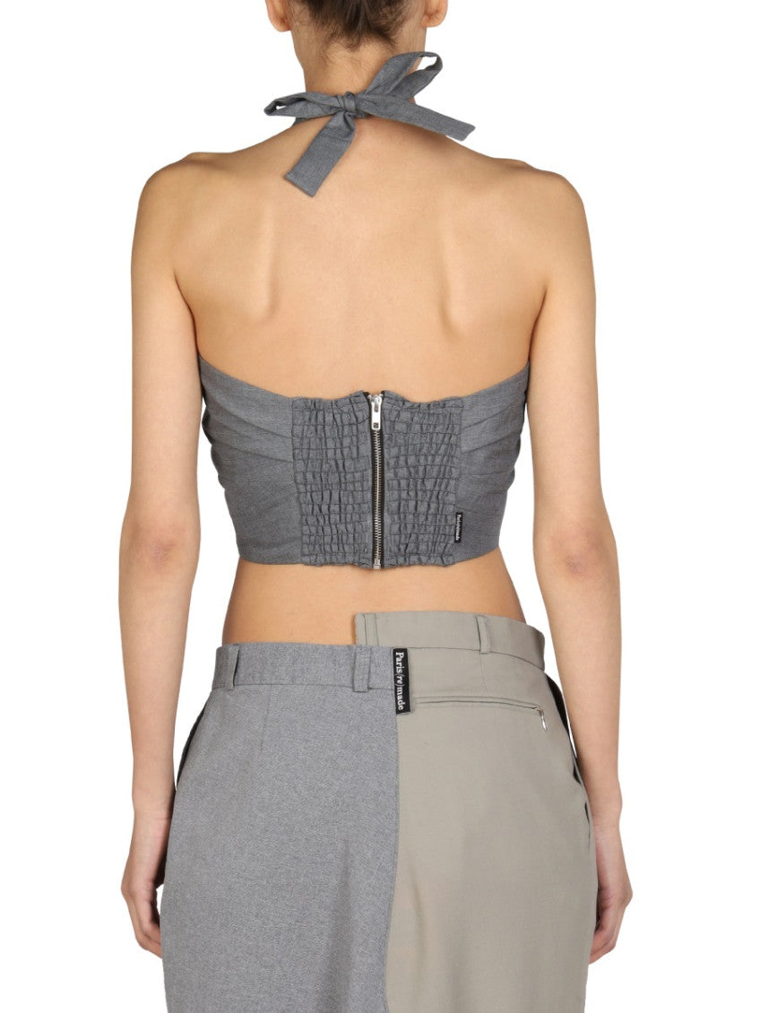 Grey Solid Halter Neck Top 2