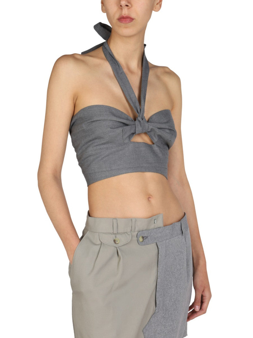 Grey Solid Halter Neck Top 3