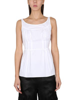 White Solid Scoop Neck Top 1