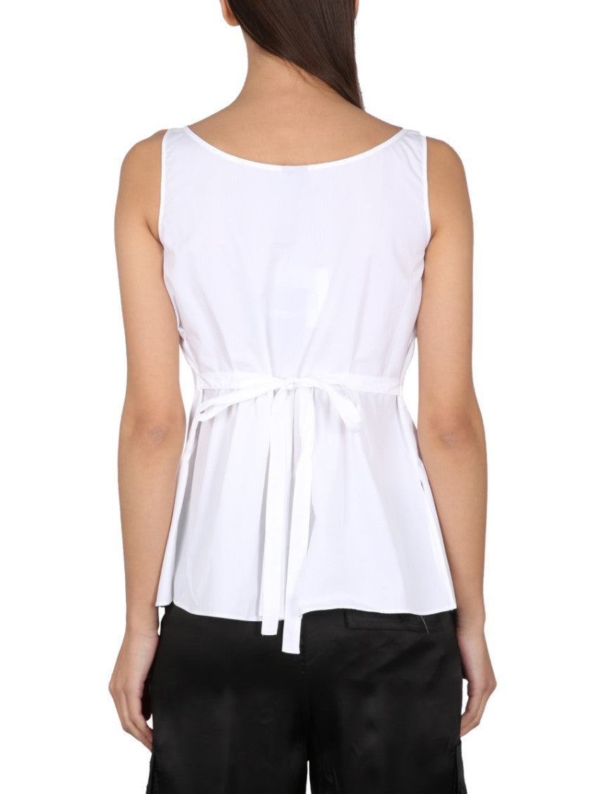 White Solid Scoop Neck Top 2
