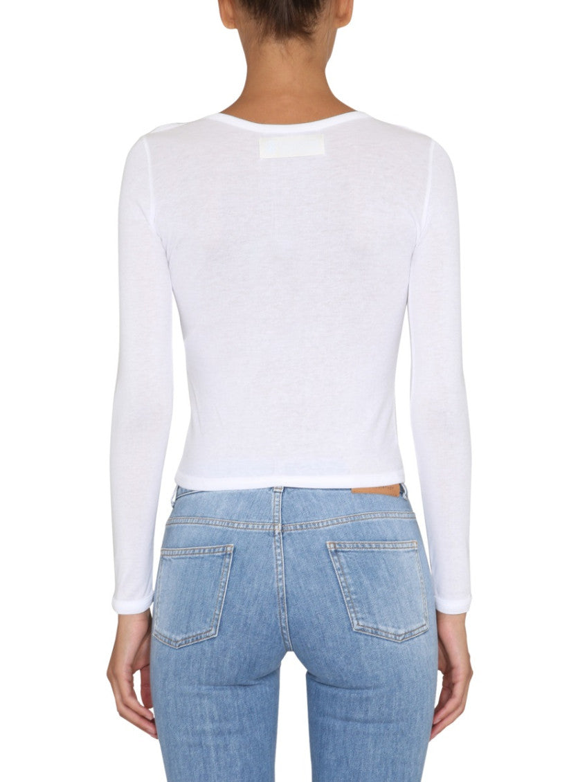 White Solid Round Neck Top 2