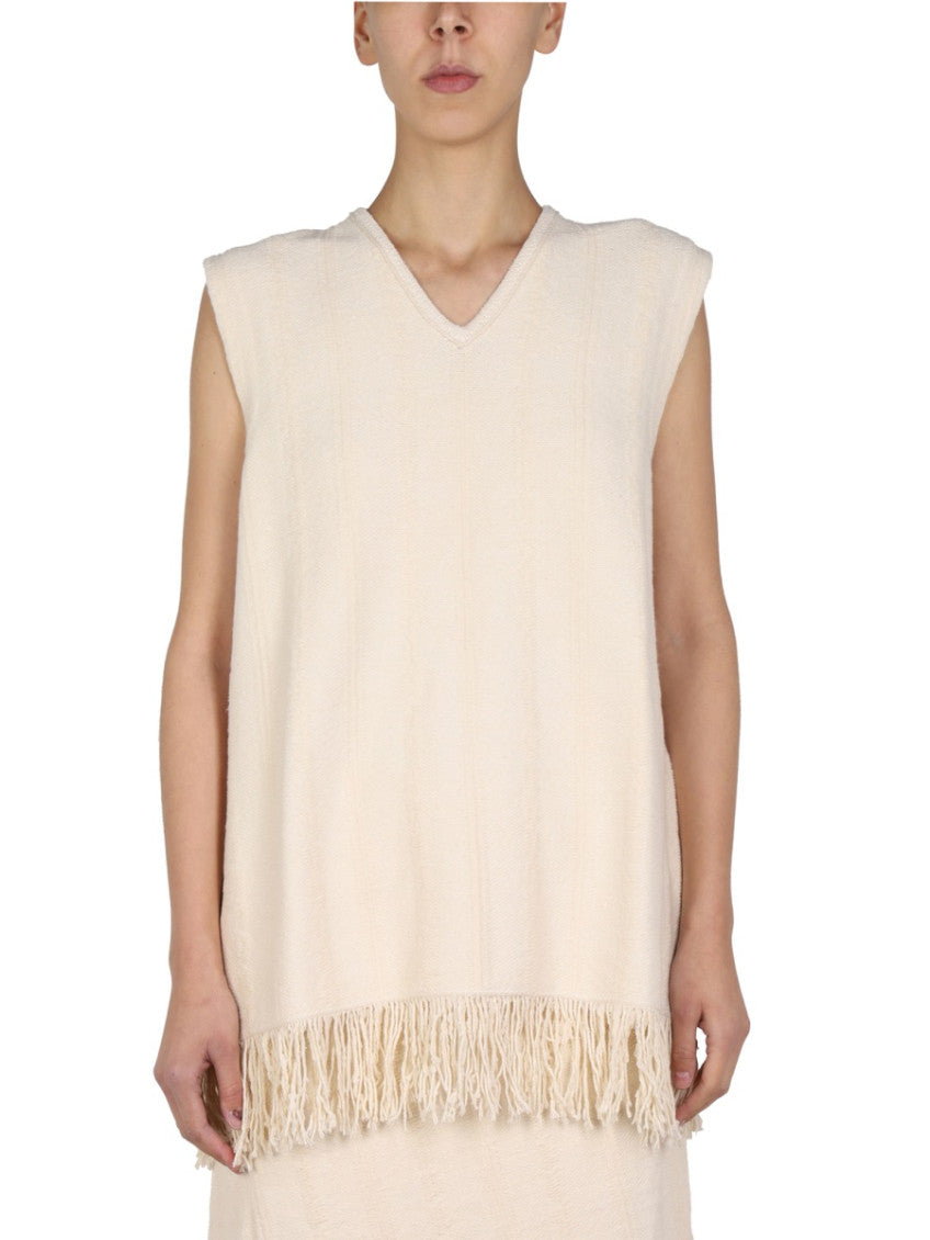 Light Brown Solid V Neck Top 1