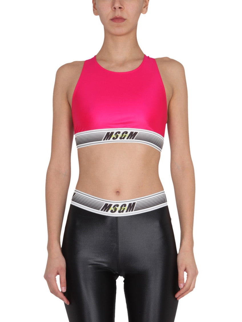 Fuchsia Logo Round Neck Top 1