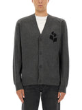 Black Logo V Neck Cardigan 1